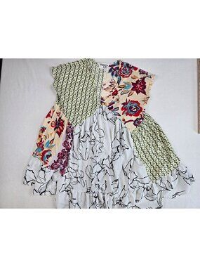 Bucket List Oversized Patchwork Sleeveless Dress Floral Abstract Medium Boho